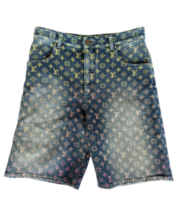 Rainbow Monogram Denim Jean Shorts