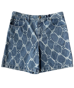 LOUIS VUITTON LV MONOGRAM PRINTED DENIM SHORTS