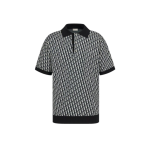 Dior Oblique Polo Shirt Beige, Blue and Black Cotton Jacquard