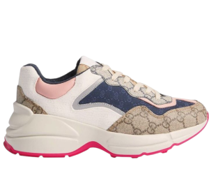 Gucci Pink Sole Light-Tone Sneakers