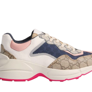 Gucci Pink Sole Light-Tone Sneakers