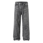 Jeans Boro com estampa lavada 20k Swarovski Diamond Preto