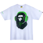Camiseta BAPE x Razer NEon Camouflage Ape Head Branco Verde