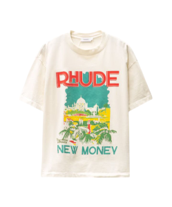 Camiseta de manga curta de algodão puro com fio duplo estampado Rhude Yacht Club