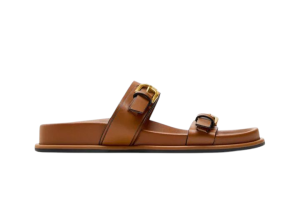 Sandalia rasteira com fivela dupla zara cor marron