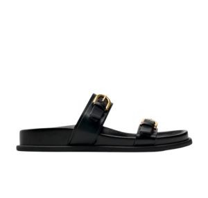 Sandalia rasteira com fivela dupla zara cor preto