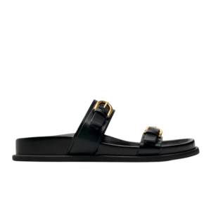 Sandalia rasteira com fivela dupla zara cor preto
