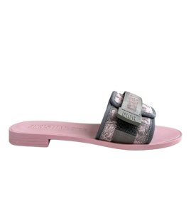 Chinelos/slides planos Dior evolution em tecido estampado Rosa profundo Dior