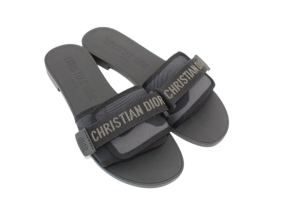 Chinelos/Slides planos Dio(r)evolution em tecido estampado preto profundo Dior,