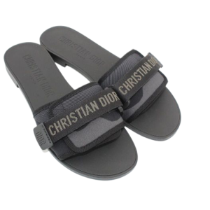 Chinelos/Slides planos Dio(r)evolution em tecido estampado preto profundo Dior,