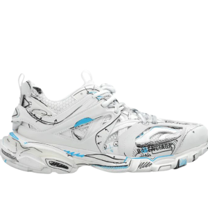 Tênis Balenciaga Track 1.0 Azul Malha e Nylon Graffiti' 'Branco'