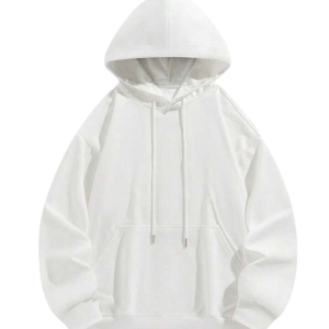 Moletom branco Com Capuz E Bolso Canguru Com Cordão Para Esportes unisexo