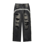 Arc Stripe Washed Ripped Jeans