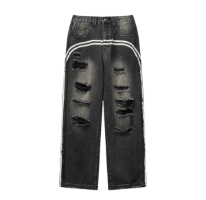 Arc Stripe Washed Ripped Jeans