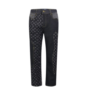 Vintage Louis Vuitton jeans Crazy Jeans Nigo preta e cinza monogramada
