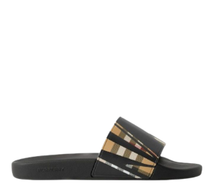 Burberry Chinelos/slide masculinos com estampa xadrez fatiada