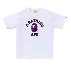 Camiseta masculina de manga curta A BATHING APE Camiseta College Color Camo branco