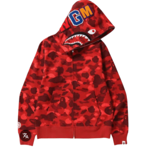 MOLETOM COM CAPUZ E ZÍPER MASCULINO ABC CAMO SHARK VERMELHO