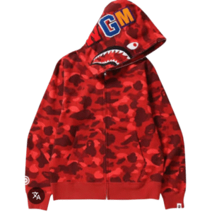 MOLETOM COM CAPUZ E ZÍPER MASCULINO ABC CAMO SHARK VERMELHO
