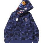 BAPE x PSG Shark Full Zip Hoodie 'Navy'