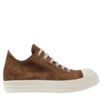 RICK OWENS Tênis Ramones masculino marrom em couro com detalhes em borracha