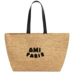 Bolsa tote de ráfia com logo