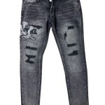 Calça jeans masculina Amiri Urban Distressed Slim Fit - Cinza carvão