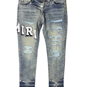 AMIRI calça jeans skinny rasgada estilo universitário