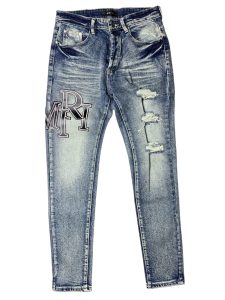 AMIRI Calça jeans masculina vintage azul com