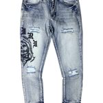 Amiri Calça jeans Wes Lang Clay Reaper nas cores índigo e preto.