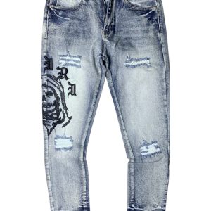 Amiri Calça jeans Wes Lang Clay Reaper nas cores índigo e preto.