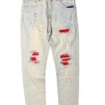 AMIRI calças jeans skinny com rasgos vermelho