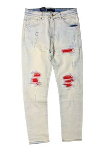 AMIRI calças jeans skinny com rasgos vermelho