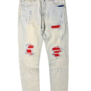 AMIRI calças jeans skinny com rasgos vermelho