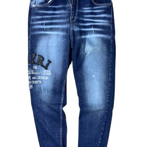 calças de ganga lavada azul escura da Amiri