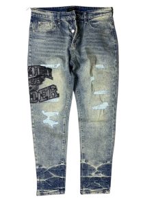 AMIRI efeito deslavado vintage apliques bordados estilo desportivo collegiate.