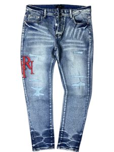 AMIRI Calça Jeans Skinny Destonada Amiri com Logotipo Bordado.