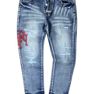 AMIRI Calça Jeans Skinny Destonada Amiri com Logotipo Bordado.