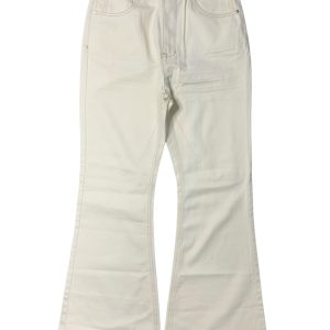 calças de ganga flare em tom off-white da Jied corte acentuado nas bainhas pela cintura subida